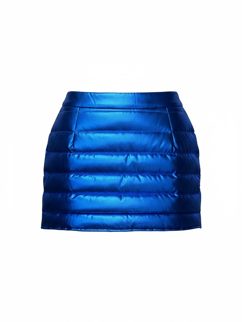 Metallic Blue Puffer Mini Skirt